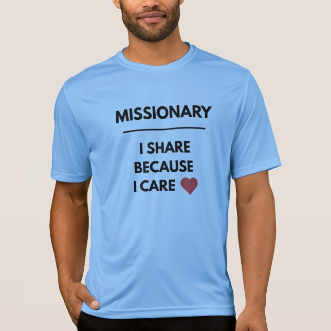 Missionary Share Care™ LDS Männer, Farben, Stile, T-Shirt (Vorderseite)
