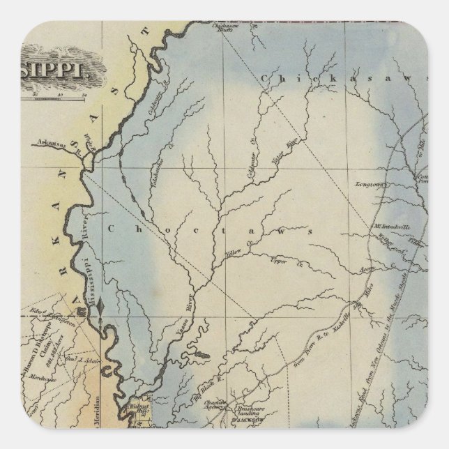 Mississippi 4 quadratischer aufkleber (Vorderseite)