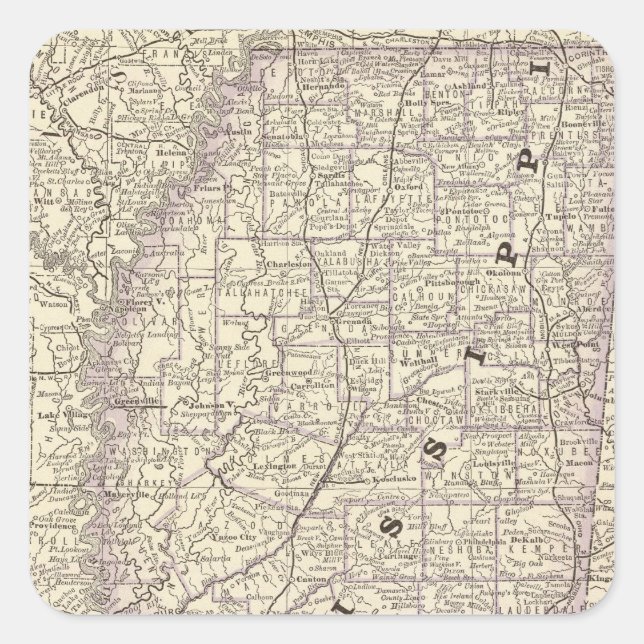 Mississippi 9 quadratischer aufkleber (Vorderseite)