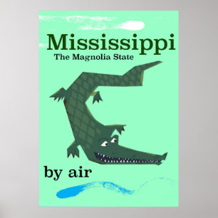 Mississippi Alligator Vintage Reiseplakat Poster