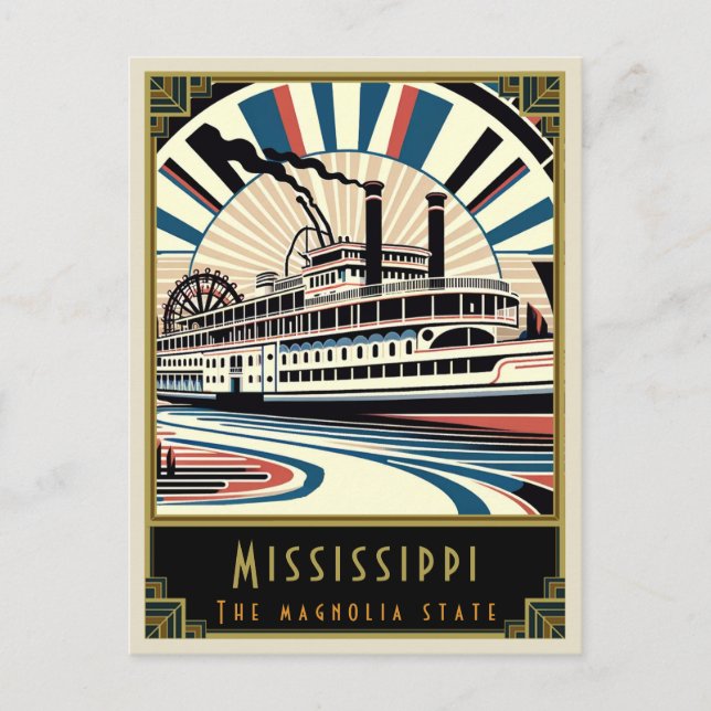 Mississippi | Art Deco Postkarte (Vorderseite)