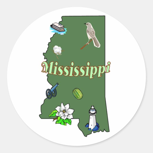 Mississippi-Aufkleber Runder Aufkleber (Vorderseite)