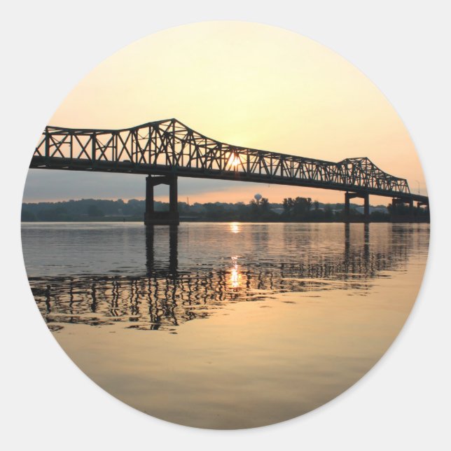 Mississippi-Brücke Runder Aufkleber (Vorderseite)
