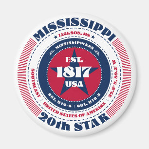 Mississippi Circle Typografie Souvenir Magnet