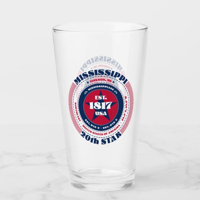 Mississippi Circular Typografy Design Glas (Vorderseite)
