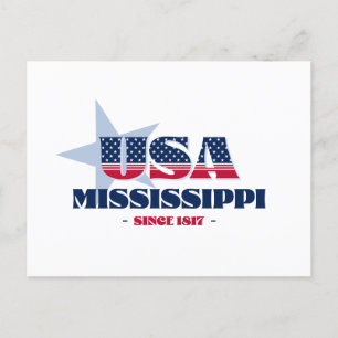 Mississippi en carte postale rouge, blanche et ble