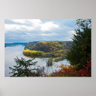 Mississippi Fluss und Wälder im Herbst Poster