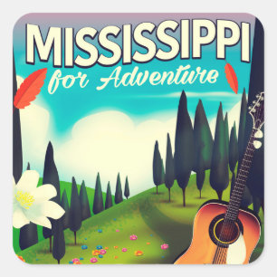 Mississippi für Abenteuer Quadratischer Aufkleber