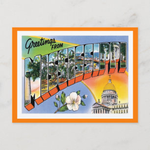Mississippi Greetings Vintage Travel Postkarte