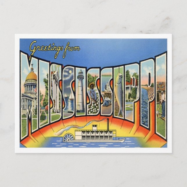 Mississippi-Grüße von US-Staaten Postkarte (Vorderseite)