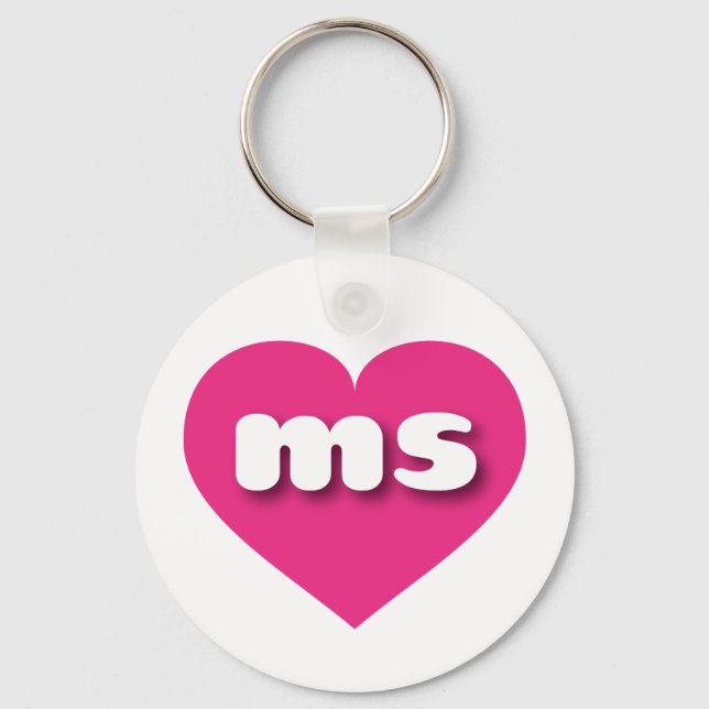 Mississippi - heißrosa Herz - I Liebe ms Schlüsselanhänger (Vorderseite)