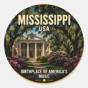 Mississippi Historische Uferpromenade Szenischer R Runder Aufkleber