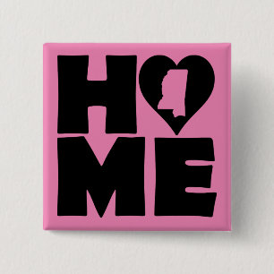 Mississippi Home Heart State Button Badpin