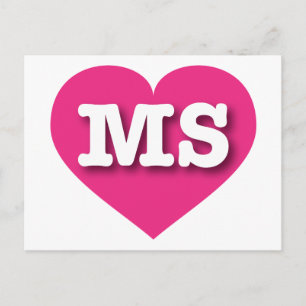Mississippi Hot Pink Heart - I Liebe MS Postkarte