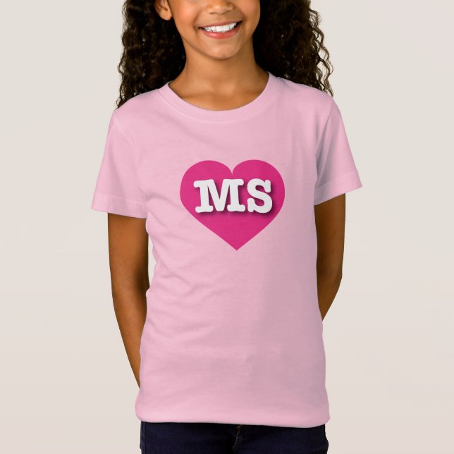 Mississippi Hot Pink Heart - I Liebe MS T-Shirt (Vorderseite)