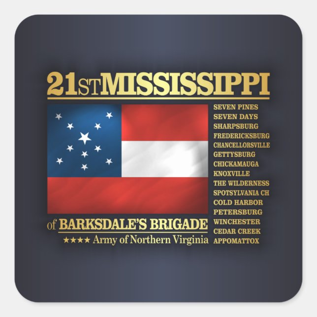 Mississippi Infantry (BA2) Quadratischer Aufkleber (Vorderseite)