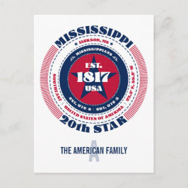 Mississippi, Jackson, MS, Patriotic, Monogram Postkarte