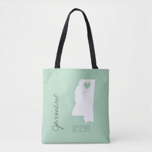 Mississippi-Karte mit personalisiertem Herznamen Tasche