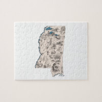 Mississippi-Kontur gestaltet Vintage Bildkarte