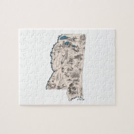 Mississippi-Kontur gestaltet Vintage Bildkarte