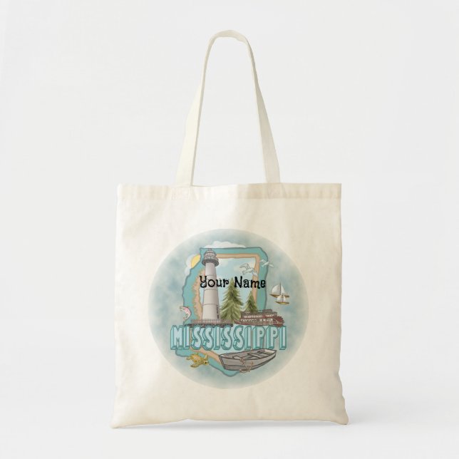 Mississippi Leuchtturm individuelle Name Tasche (Vorne)