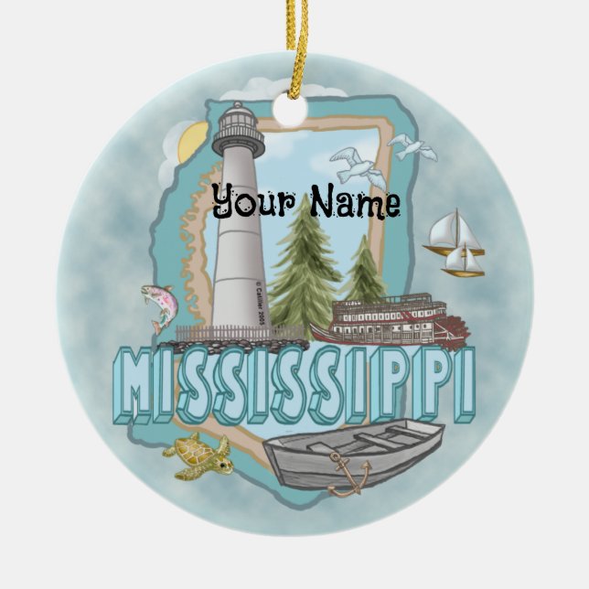 Mississippi Leuchtturmverzierung Keramik Ornament (Vorne)