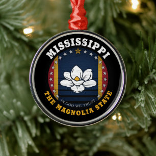 MISSISSIPPI MAGNOLIA STAAT FLAG ORNAMENT AUS METALL