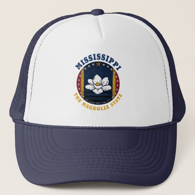 MISSISSIPPI MAGNOLIA STATE FLAG TRUCKER HAT TRUCKERKAPPE (Vorderseite)