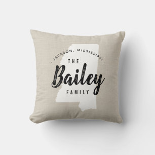 Mississippi Monogram Staat Throw Pillow Kissen