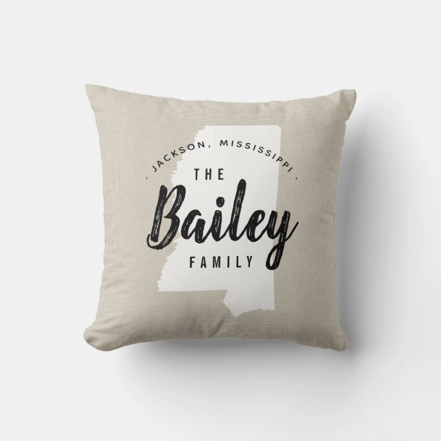 Mississippi Monogram Staat Throw Pillow Kissen (Vorderseite)