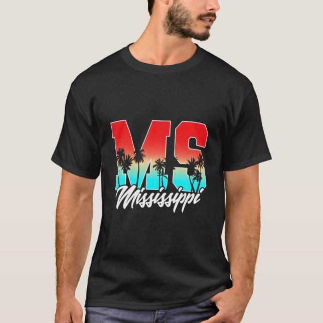Mississippi Ms Palm Tree State T-Shirt (Vorderseite)
