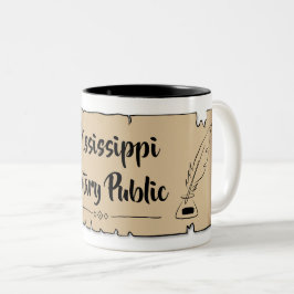 Mississippi Notary Public Scroll Feather Quill Zweifarbige Tasse