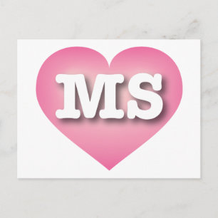 Mississippi Pink Fade Heart - I Liebe MS Postkarte