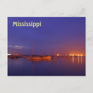 Mississippi ramate in marina at dusk postkarte