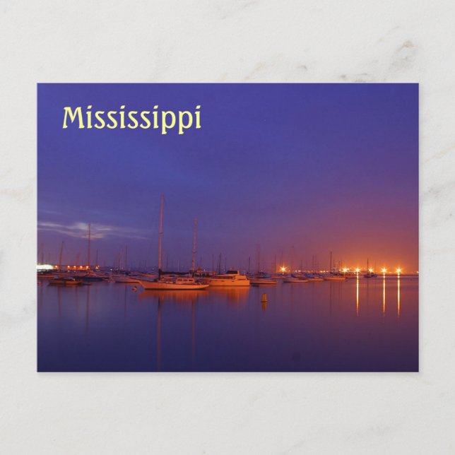 Mississippi relief boats in marina at dusk postkarte (Vorderseite)