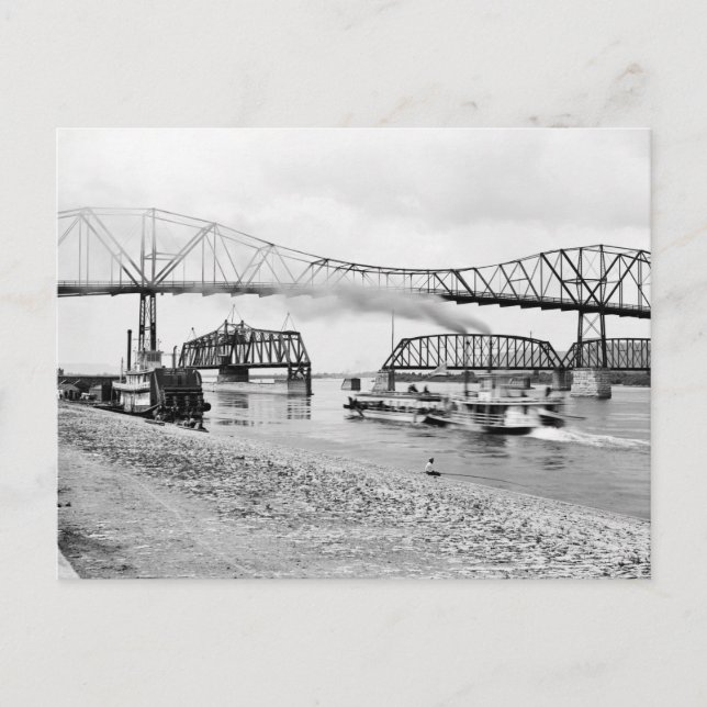 Mississippi River in Winona, 1880er Postkarte (Vorderseite)