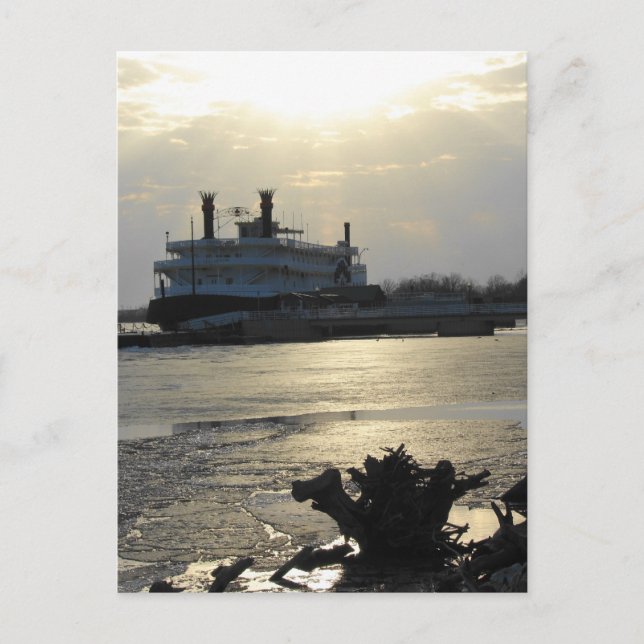 Mississippi River Sunset in Winter Postkarte (Vorderseite)