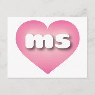 Mississippi rosafarbenes Herz - I Liebe ms Postkarte