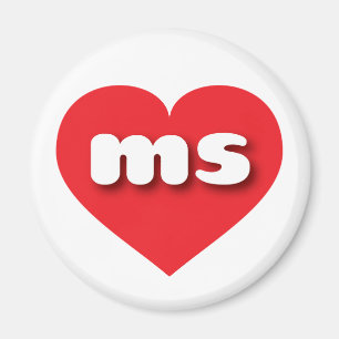 Mississippi rotes Herz - I Liebe ms Magnet