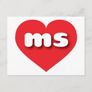 Mississippi rotes Herz - I Liebe ms Postkarte