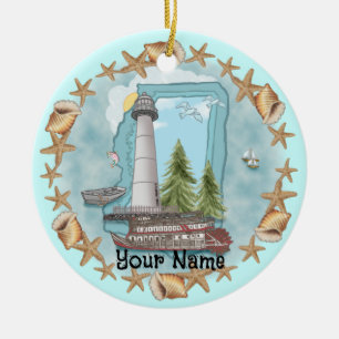 Mississippi Shells Leuchtturm-Weihnachtsbaumanhäng Keramik Ornament
