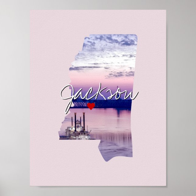 Mississippi Staat Foto Einfügen und Ortsname Poster (Vorne)