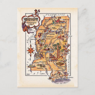 Mississippi Staat Karte Postkarte
