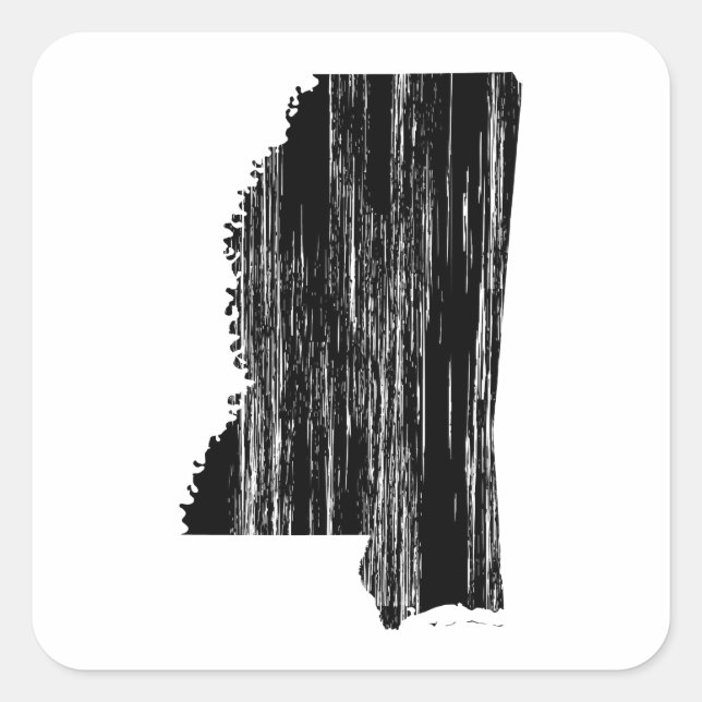 Mississippi-Staat-Kontur Quadratischer Aufkleber (Vorderseite)