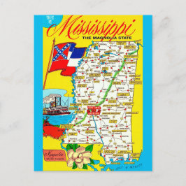 Mississippi Staat Vintage Karte Postkarte