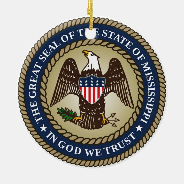 Mississippi-Staats-Siegelamerika-Republiksymbol Keramik Ornament (Hinten)