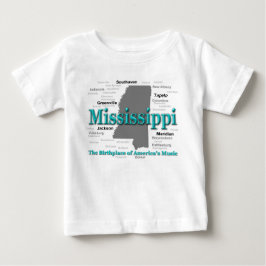 Mississippi-Staatsstolz-Karten-Silhouette Baby T-shirt