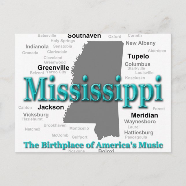 Mississippi Staatsstolz Map Silhouette Postkarte (Vorderseite)