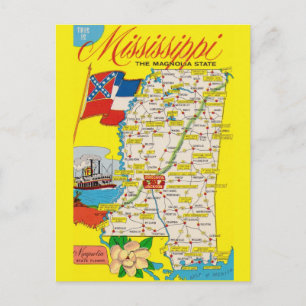 Mississippi State Vintage Map Postkarte