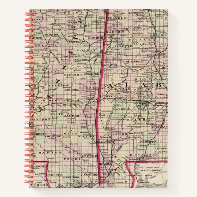 Mississippi und Alabama Notizbuch (Vorderseite)